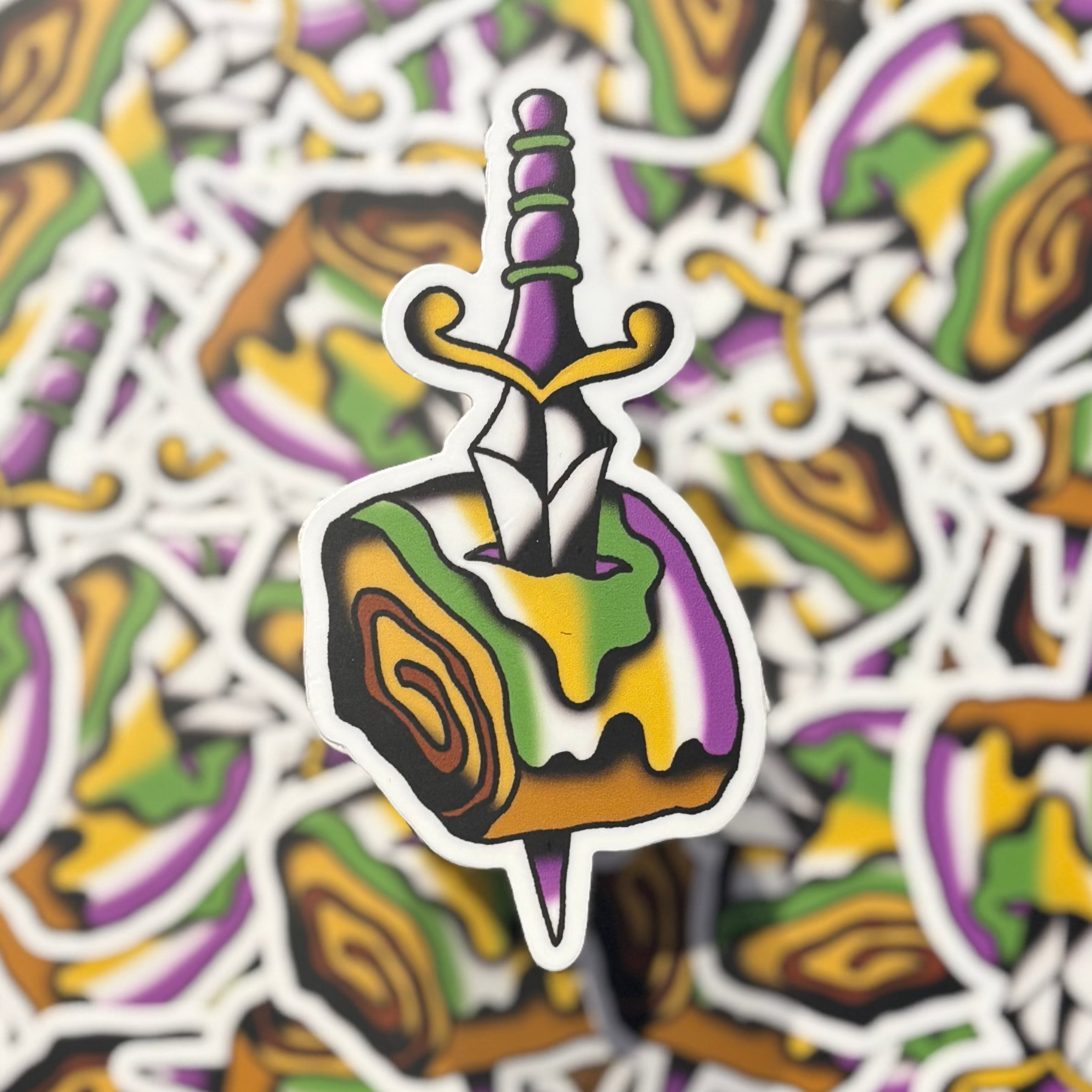 King Cake Dagger Sticker