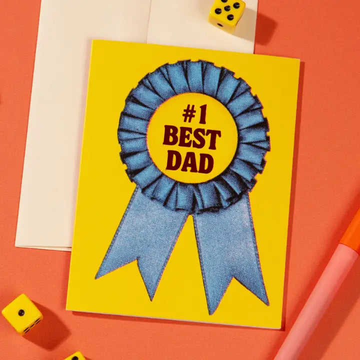#1 Best Dad Ribbon Greeting Card