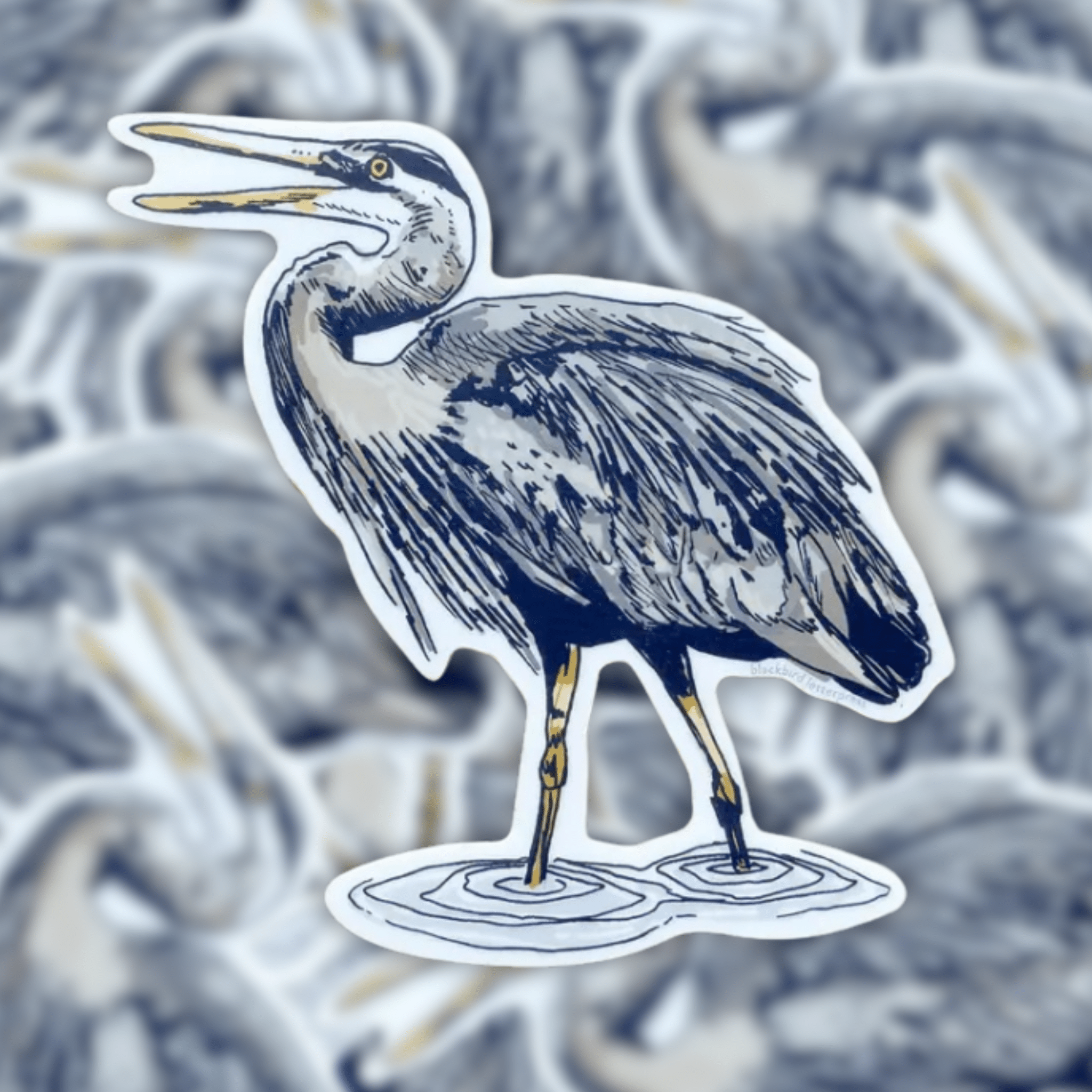 Blue Heron Sticker - Dirty Coast