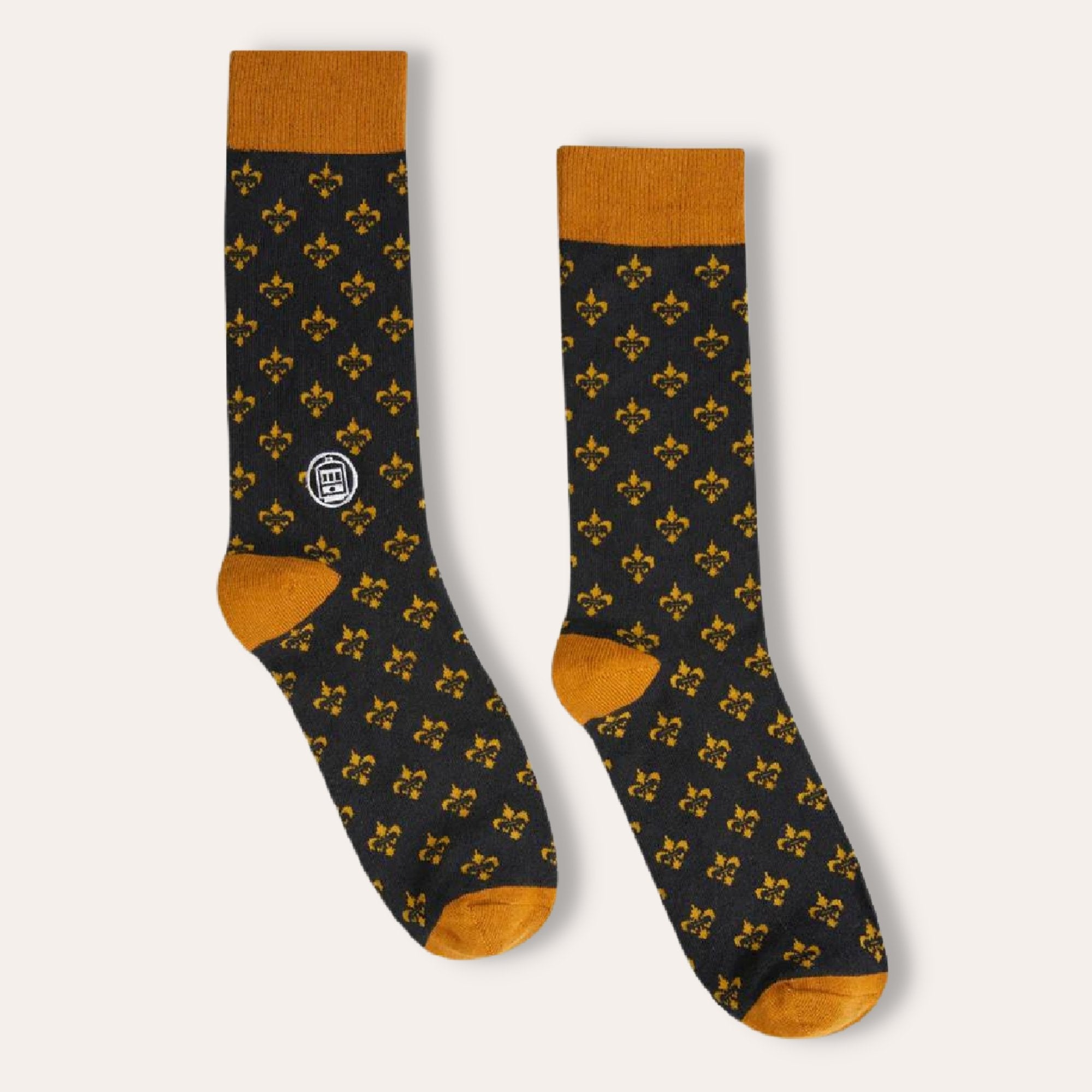 Bonfolk Socks - Black and Gold Fleur de Lis - Dirty Coast Press