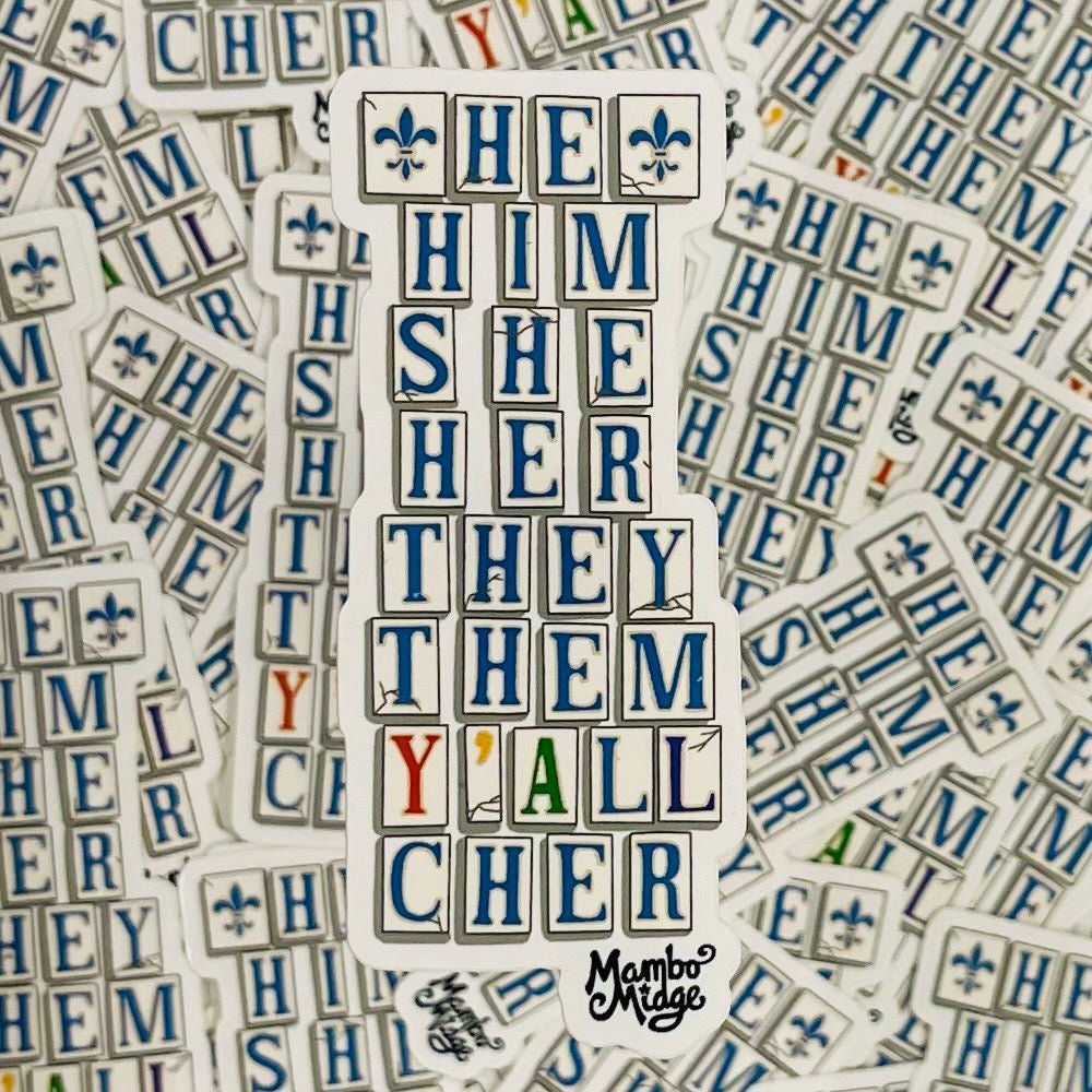 LA Pronouns Sticker by Mambo Midge - Dirty Coast Press