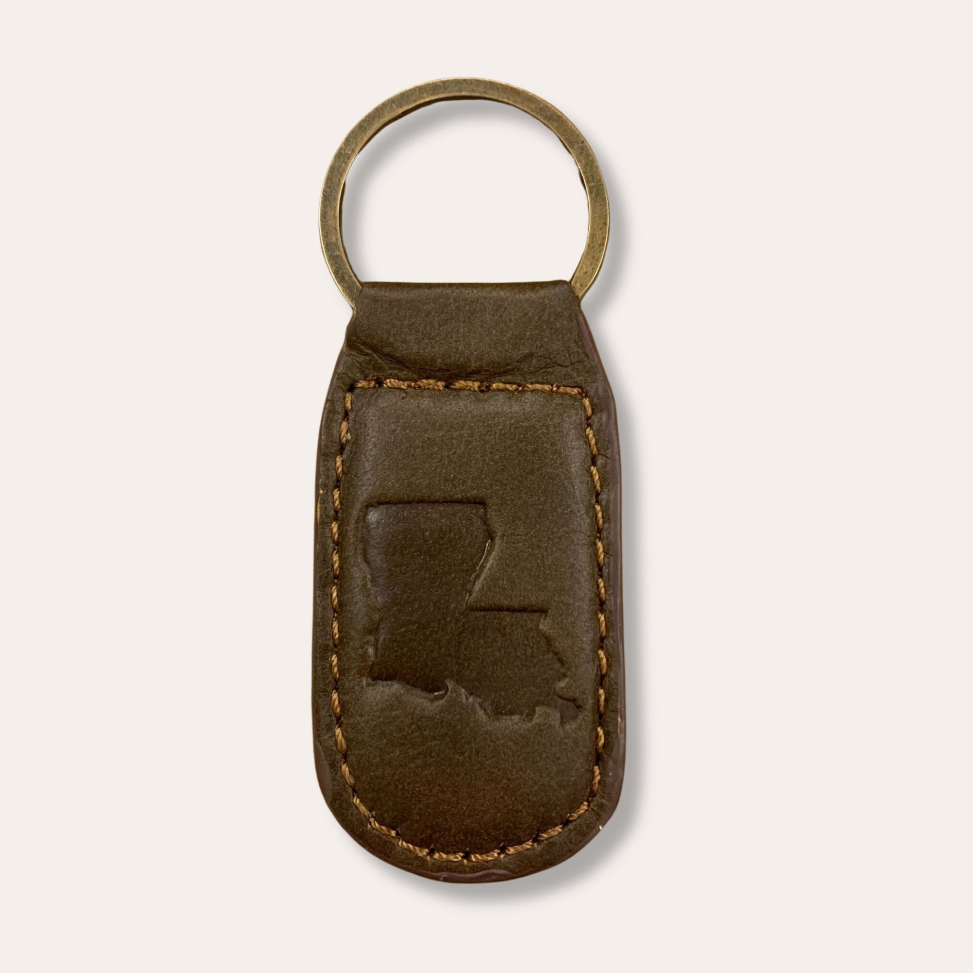 Leather Louisiana Embossed Keychain - Dirty Coast Press