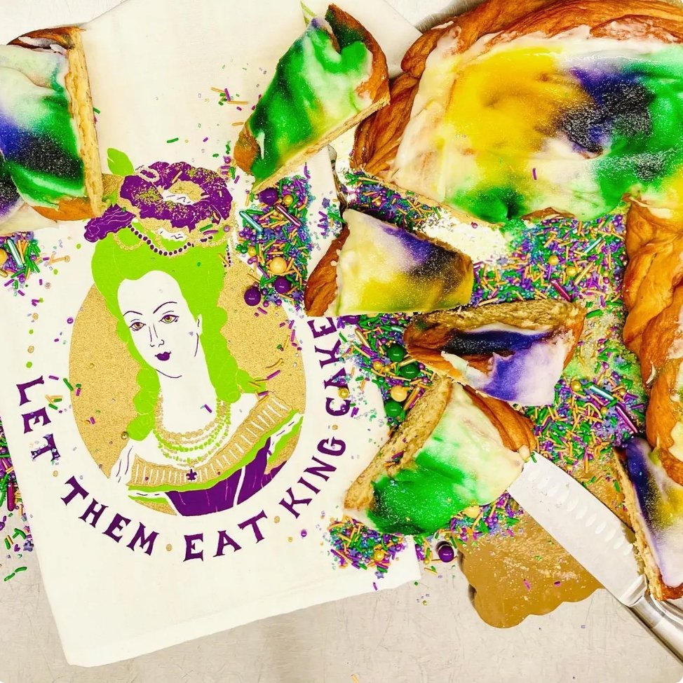 Let Them Eat King Cake Tea Towel - Dirty Coast Press