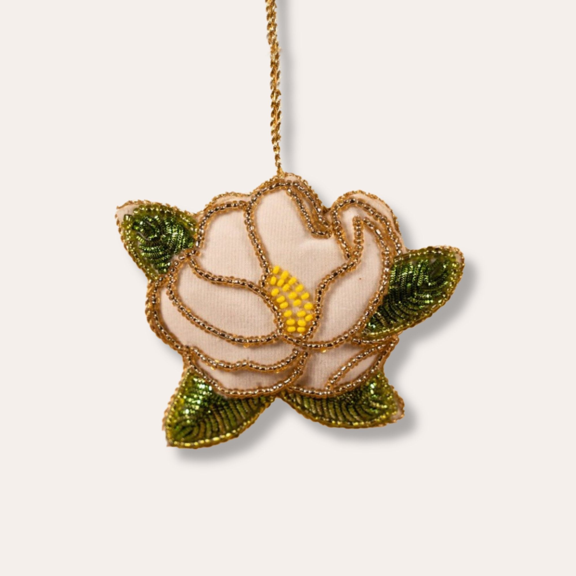 Magnolia Beaded Ornament - Dirty Coast Press