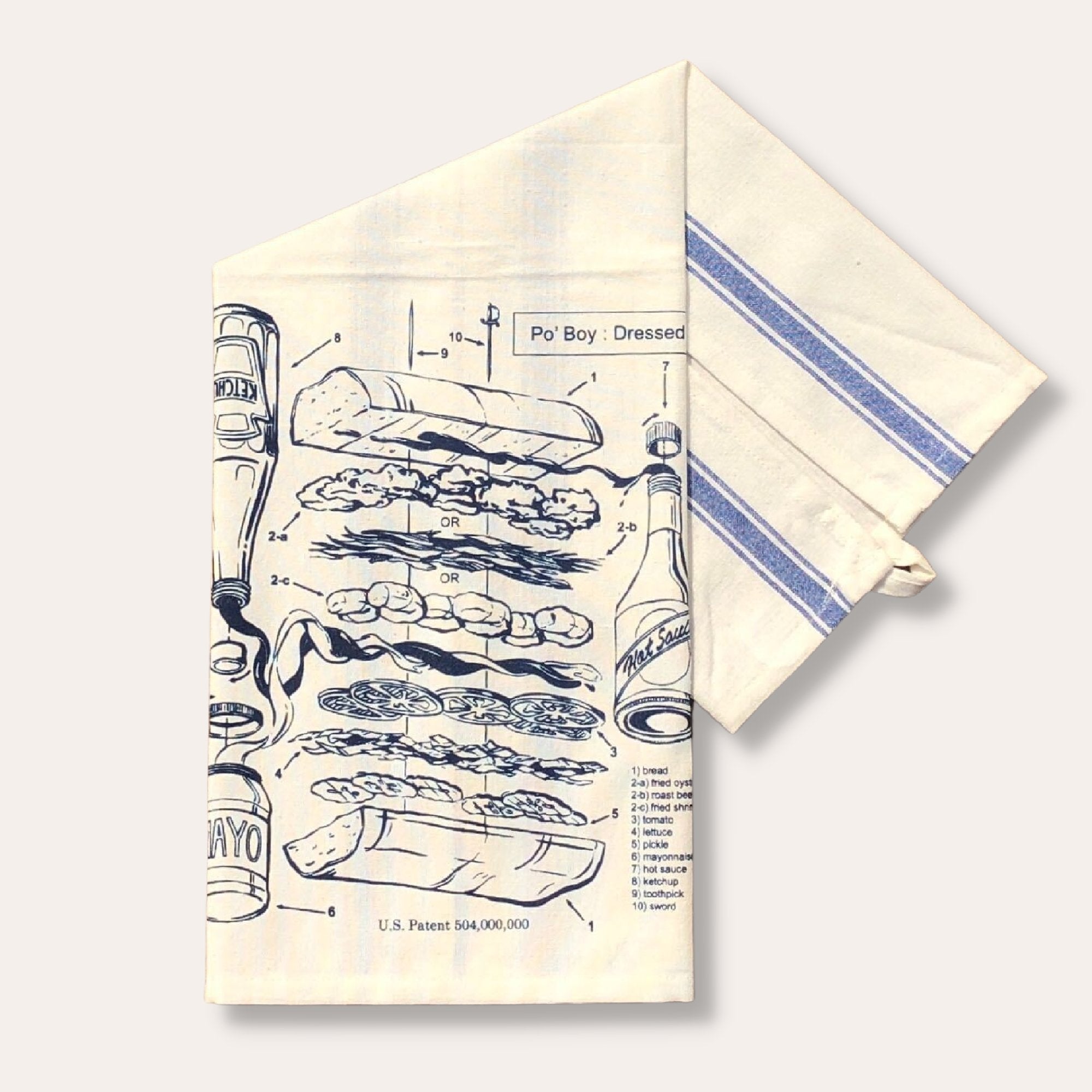 The Po'Boy Patent Tea Towel - Dirty Coast Press
