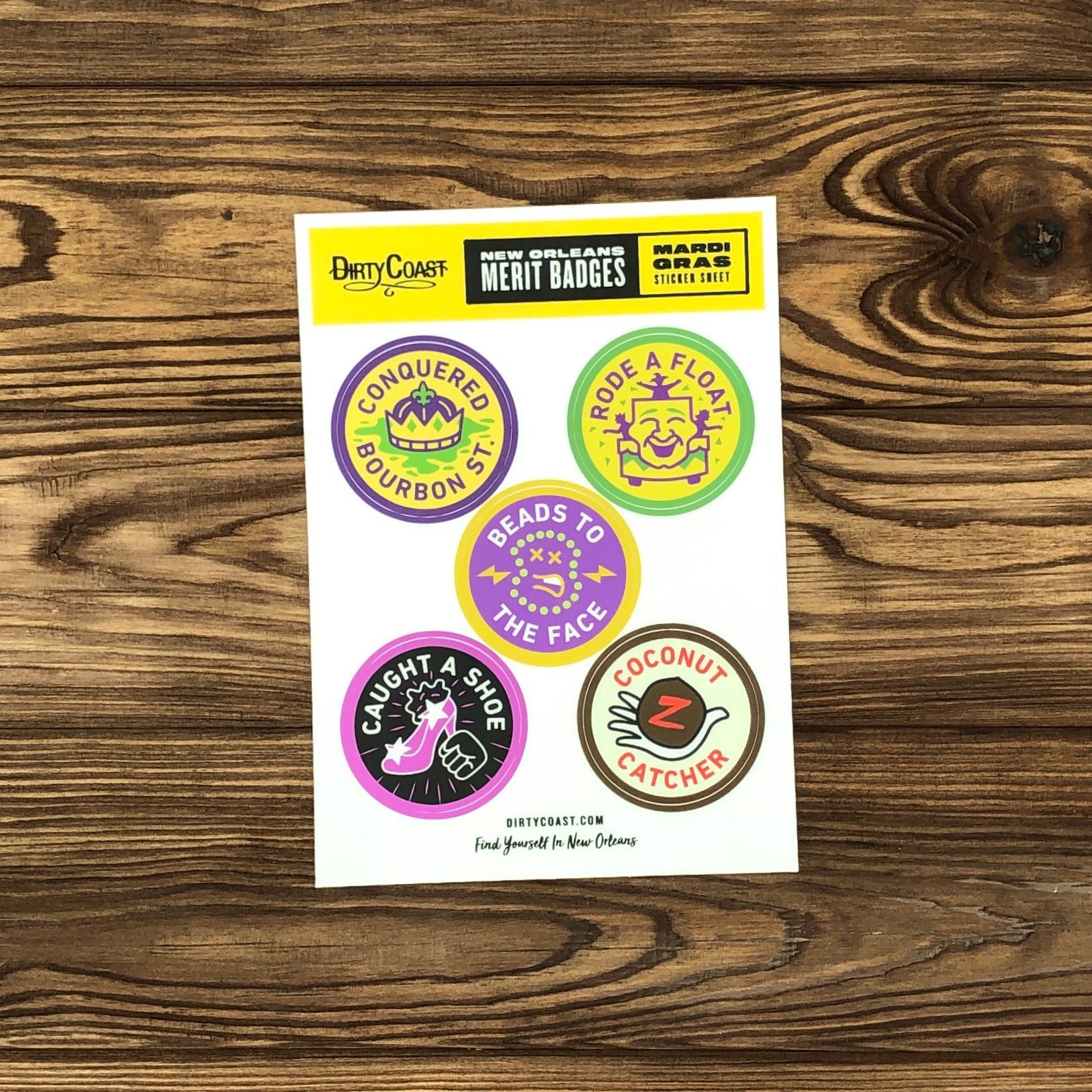 NOLA Merit Badges - Mardi Gras Sticker Sheet - Dirty Coast Press