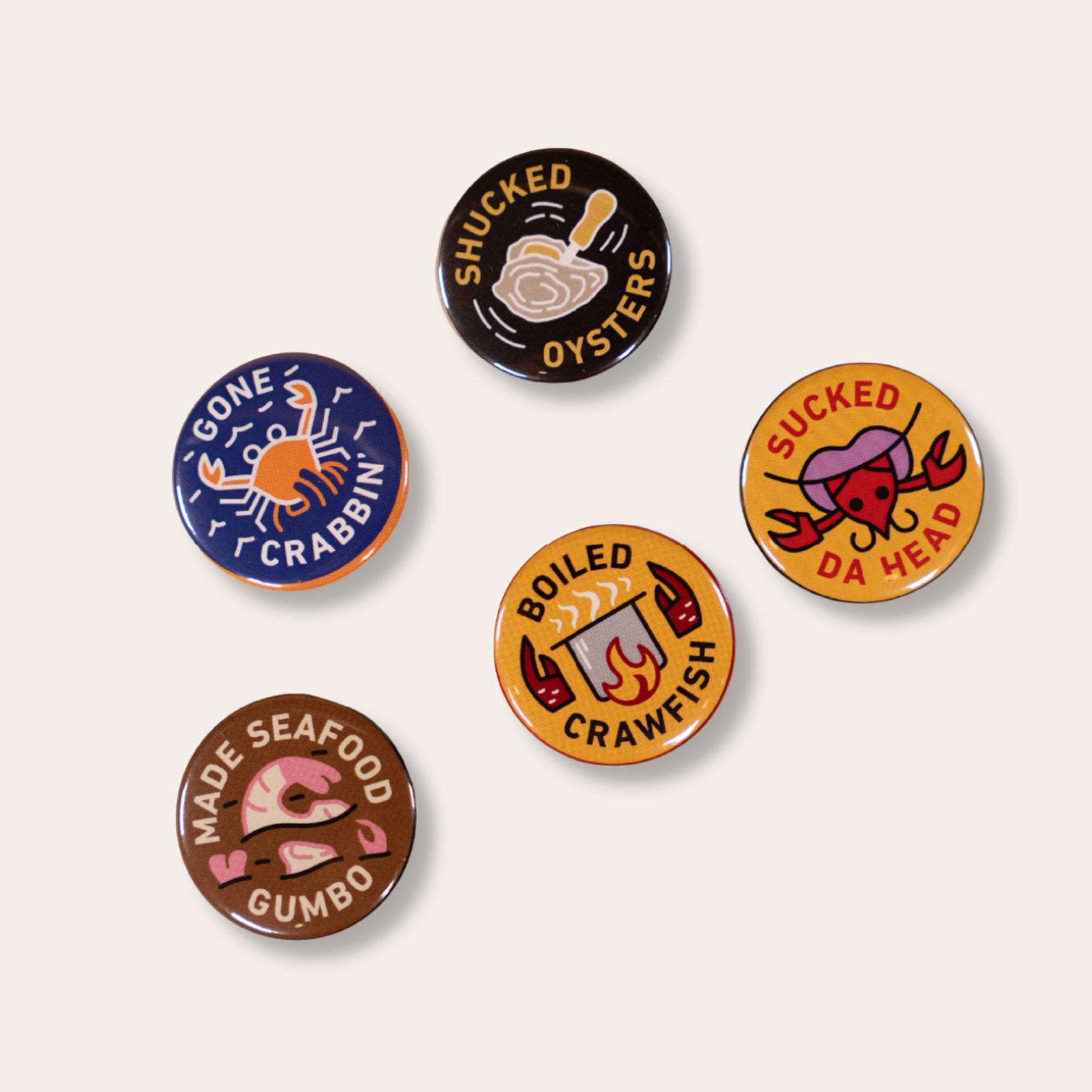 NOLA Merit Badges - Seafood Button Set - Dirty Coast Press