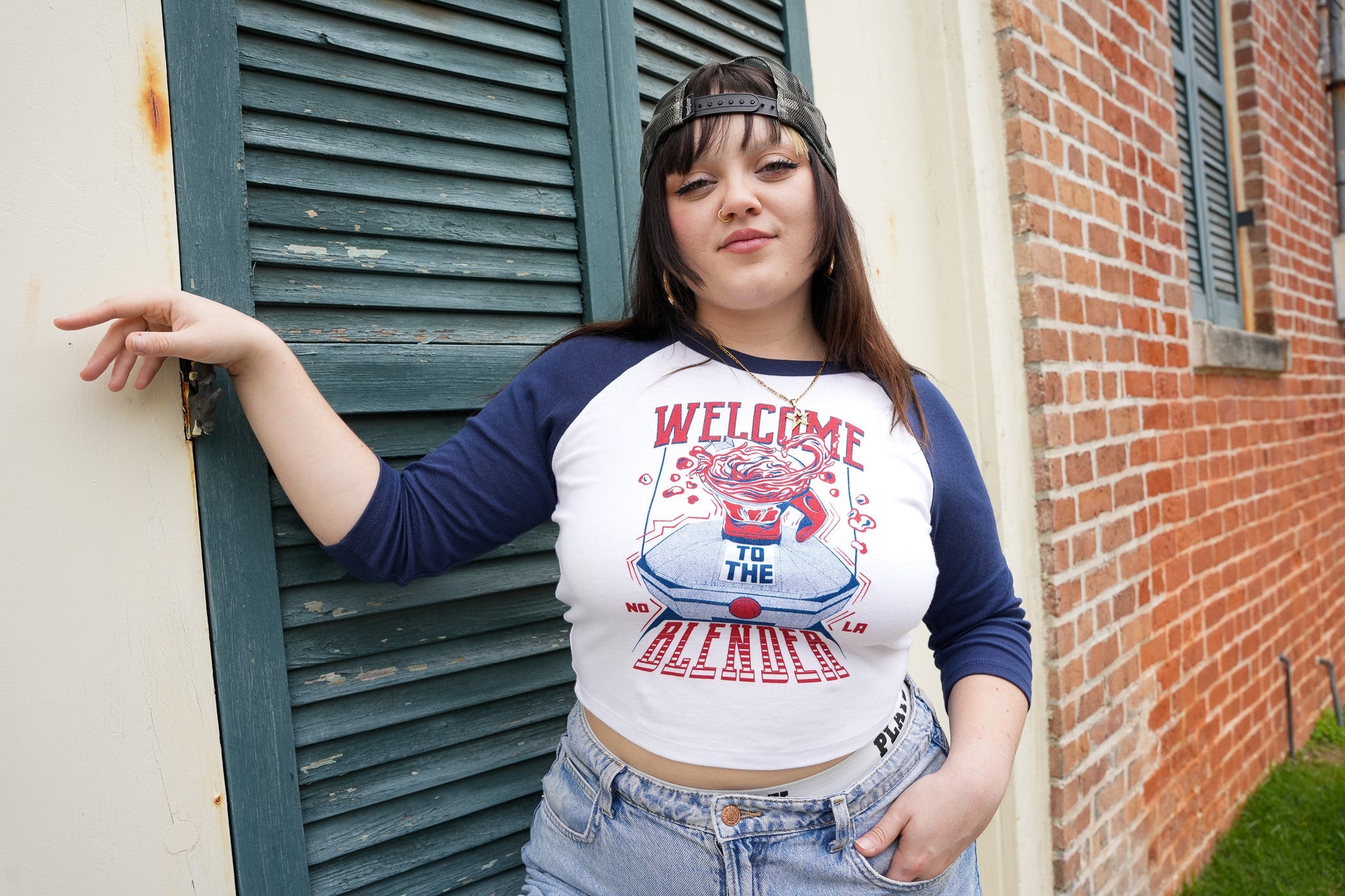 Welcome To The Blender Cropped Baseball Tee - Dirty Coast
